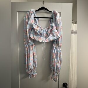 House of CB cropped floral blouse